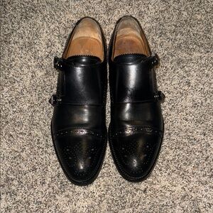 Black Leather Oxford Shoes with Broguing